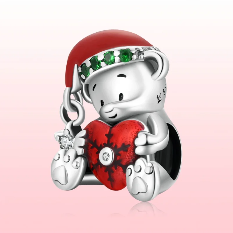 (image for) Pandora Style Silver Christmas bear Charm - SCC2035 - View 6