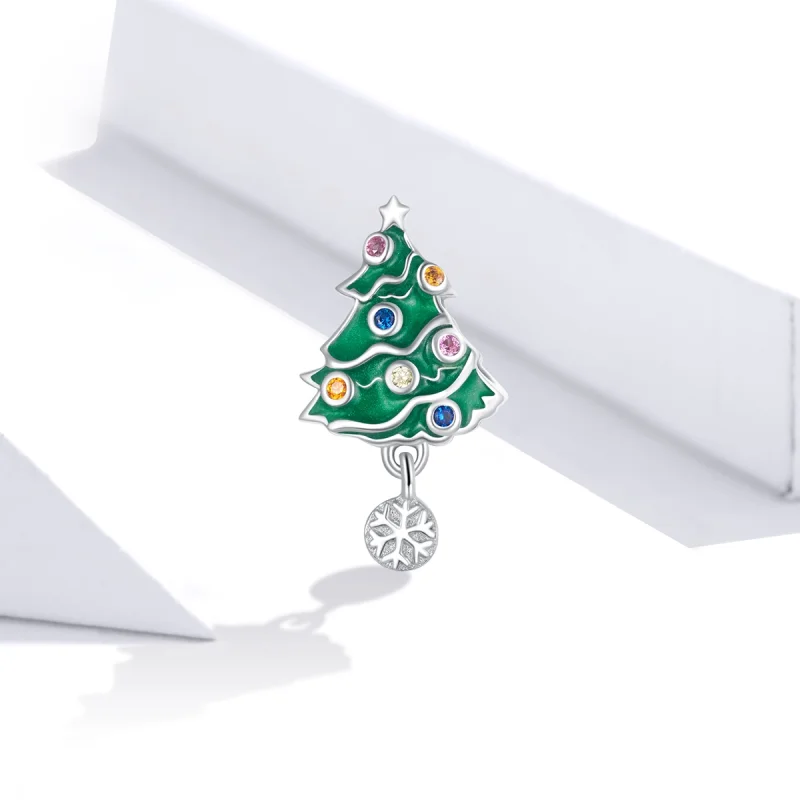 (image for) Pandora Style Silver Colorful Christmas tree Charm - BSC374 - View 2