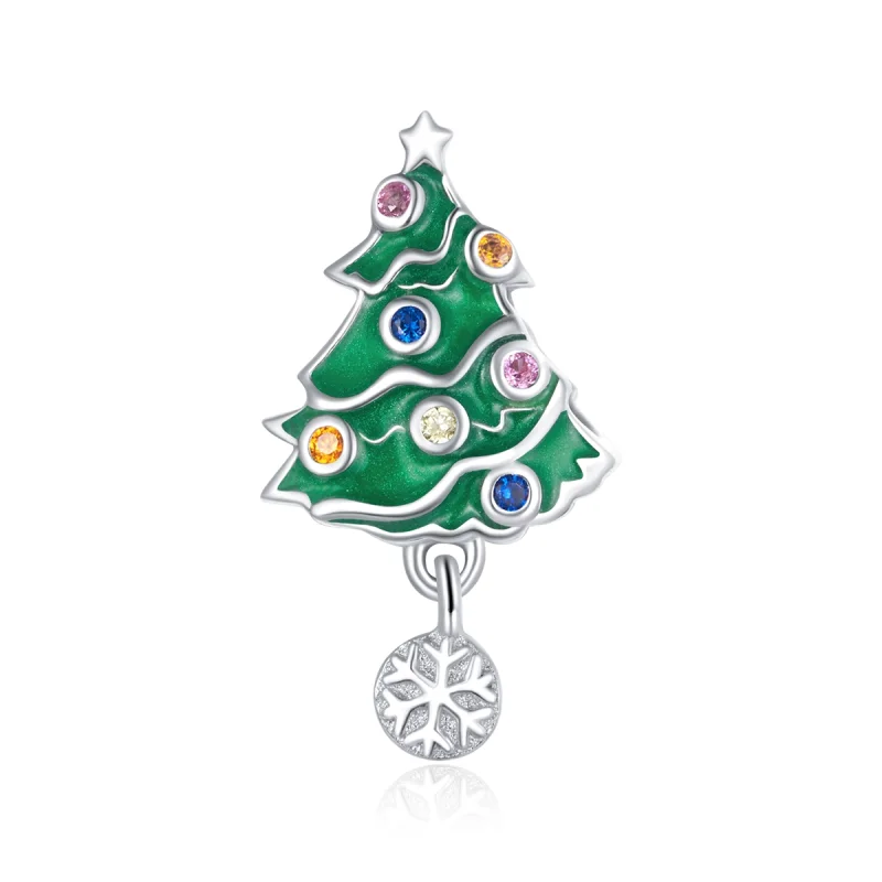 (image for) Pandora Style Silver Colorful Christmas tree Charm - BSC374 - Product Image