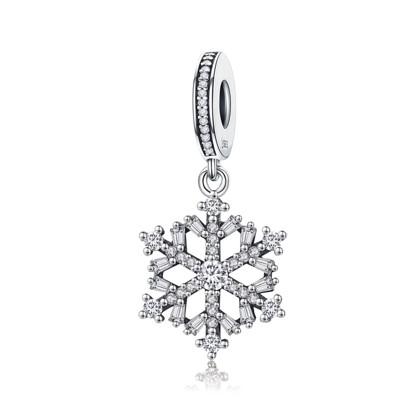 (image for) Pandora Style Silver Crystal snowflakes Dangle - SCC266 - Product Image