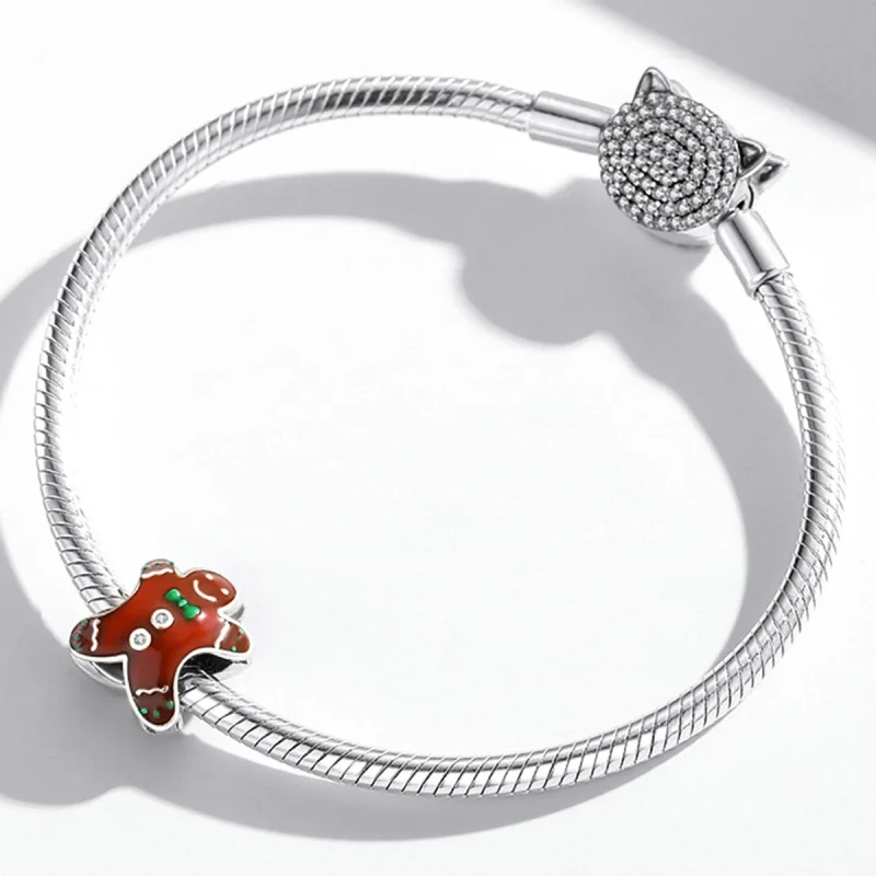 (image for) Pandora Style Silver Gingerbread Man Charm - SCC2037 - View 3