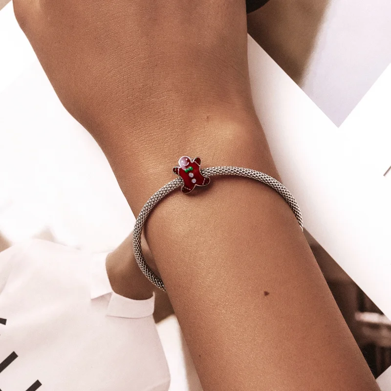 (image for) Pandora Style Silver Gingerbread Man Charm - SCC2037 - View 5