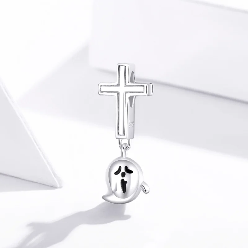 (image for) Pandora Style Silver Halloween Ghost Charm - BSC328 - View 2