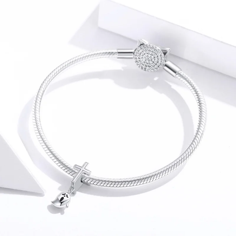 (image for) Pandora Style Silver Halloween Ghost Charm - BSC328 - View 3