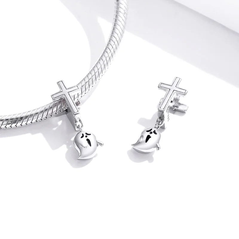 (image for) Pandora Style Silver Halloween Ghost Charm - BSC328 - View 4