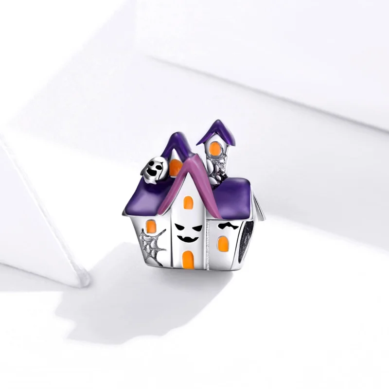 (image for) Pandora Style Silver Halloween haunted house Charm - BSC324 - View 2