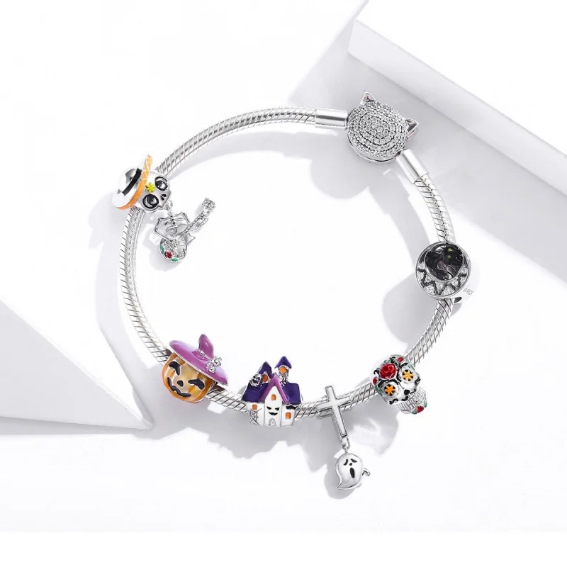 (image for) Pandora Style Silver Halloween haunted house Charm - BSC324 - View 5