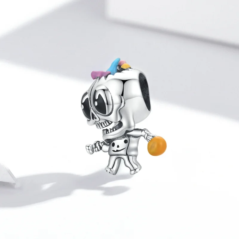 (image for) Pandora Style Silver Halloween Skull Charm - SCC1955 - View 2