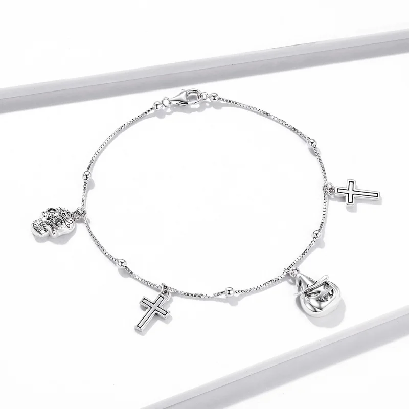 (image for) Pandora Style Silver Happy Halloween bracelet - BSB051 - View 2