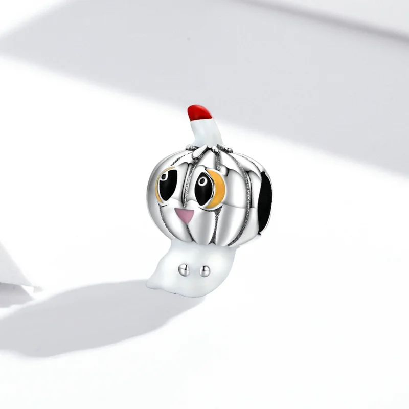 (image for) Pandora Style Silver Pumpkin Ghost Charm - SCC1981 - View 2