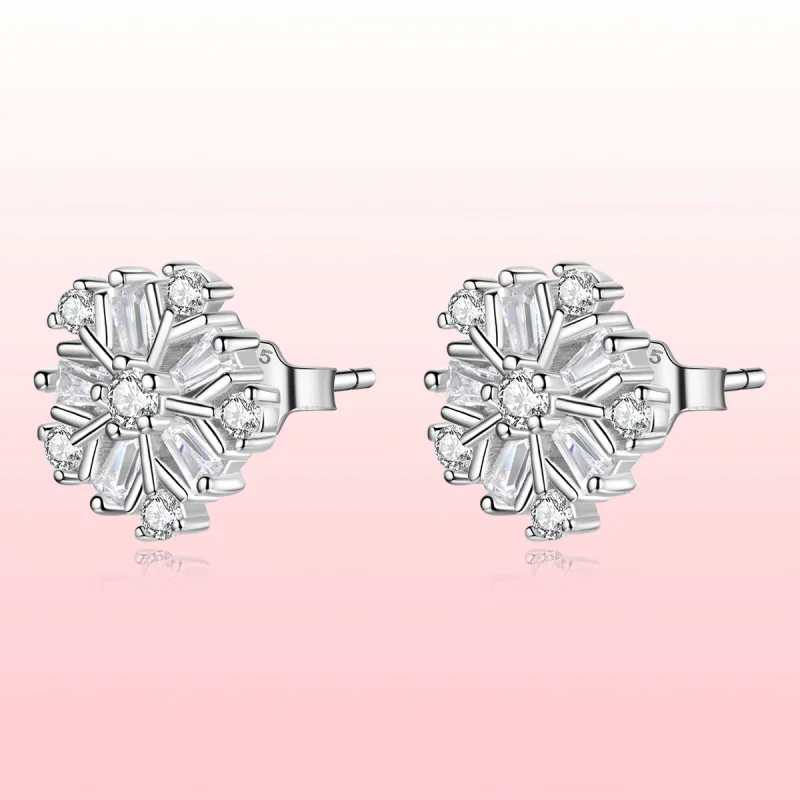 (image for) Pandora Style Silver Shining snowflakes Stud Earrings - SCE1289 - View 8