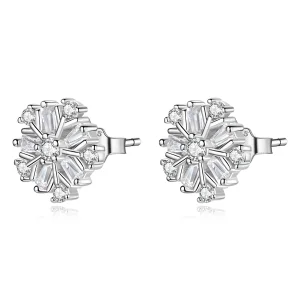 (image for) Pandora Style Silver Shining snowflakes Stud Earrings - SCE1289