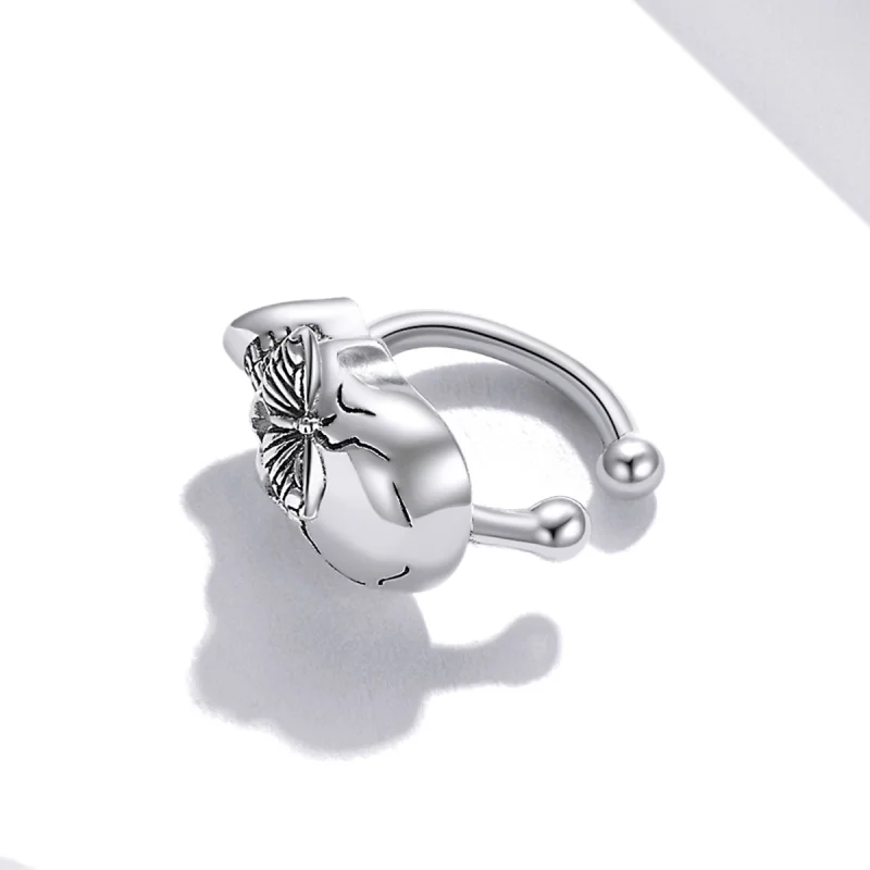 (image for) Pandora Style Silver Skeletons and butterflies Ear clip - SCE1178 - View 3