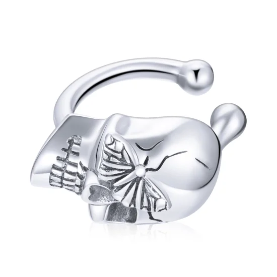 (image for) Pandora Style Silver Skeletons and butterflies Ear clip - SCE1178