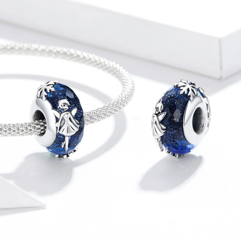 (image for) Pandora Style Silver Snowflake elves Spacer Charm - BSC369 - View 4