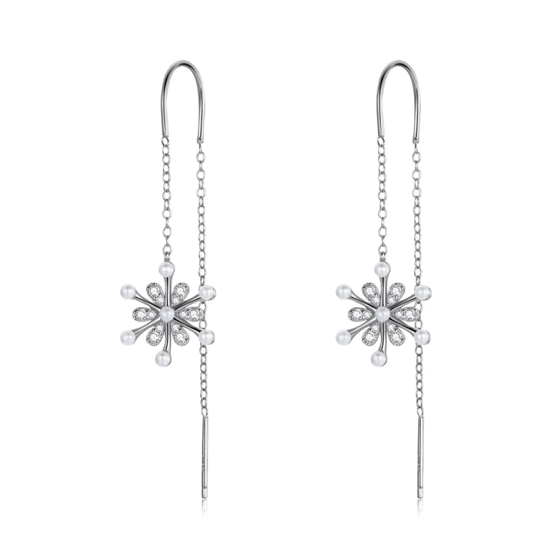 (image for) Pandora Style Silver snowflakes Dangle Earrings - SCE1305 - Product Image