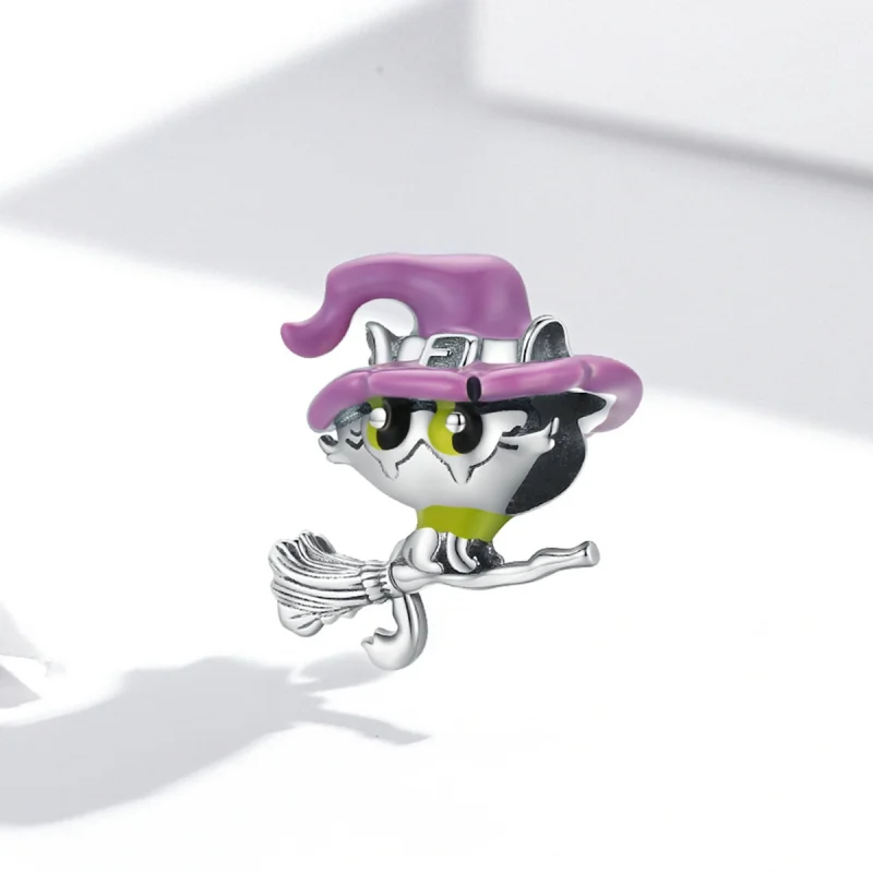 (image for) Pandora Style Silver Witch cat Charm - SCC1956 - View 2