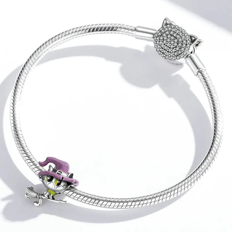 (image for) Pandora Style Silver Witch cat Charm - SCC1956 - View 3