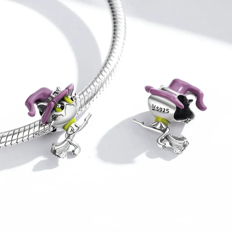 (image for) Pandora Style Silver Witch cat Charm - SCC1956 - View 4