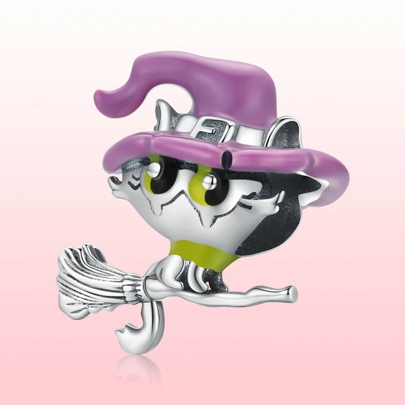 (image for) Pandora Style Silver Witch cat Charm - SCC1956 - View 6