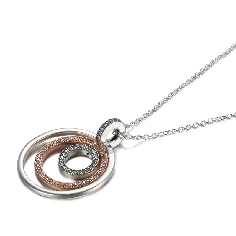 (image for) PANDORA Two-tone Circles Pendant & Necklace - 389483C01 - View 2