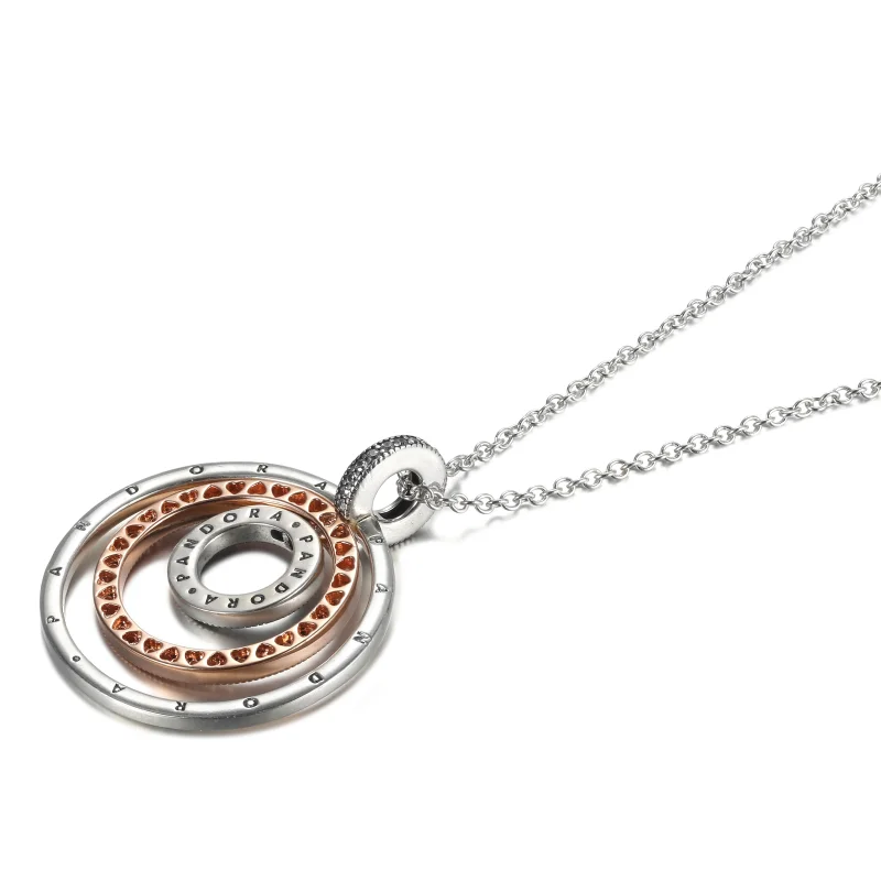 (image for) PANDORA Two-tone Circles Pendant & Necklace - 389483C01 - View 3