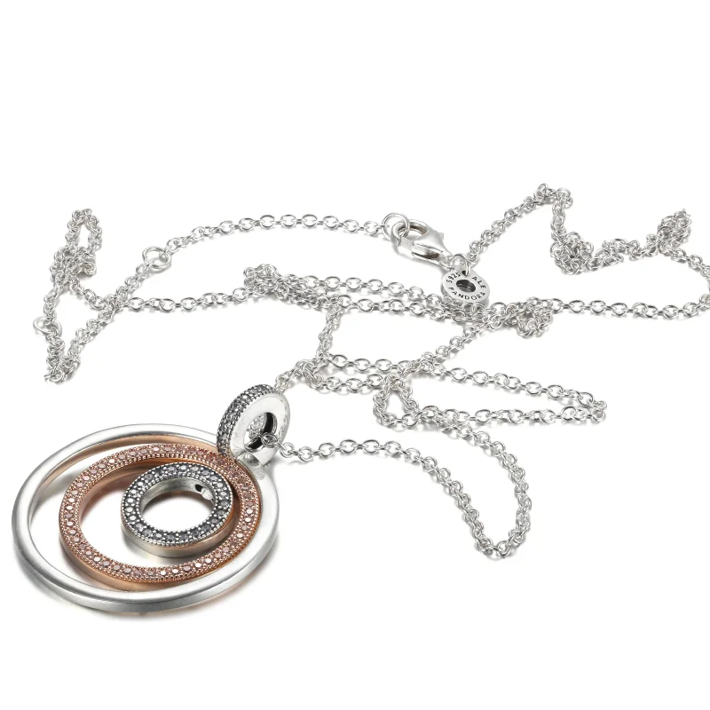 (image for) PANDORA Two-tone Circles Pendant & Necklace - 389483C01 - View 5