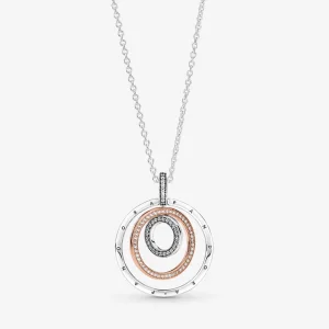 (image for) PANDORA Two-tone Circles Pendant & Necklace - 389483C01