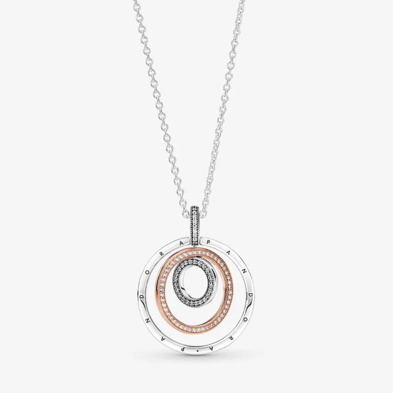 (image for) PANDORA Two-tone Circles Pendant & Necklace - 389483C01 - Product Image