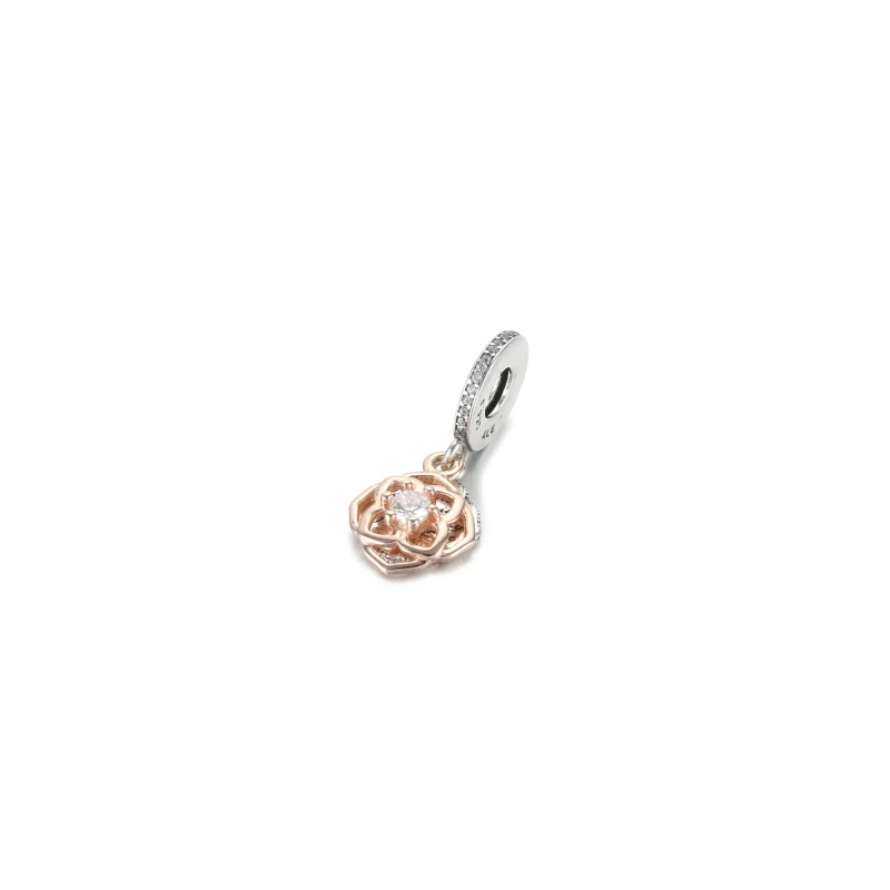 (image for) PANDORA two tone rose dangle charm - 789373C01 - View 3