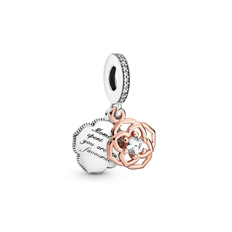 (image for) PANDORA two tone rose dangle charm - 789373C01 - Product Image