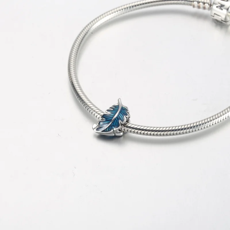 (image for) PANDORA Blue Curved Feather Charm - 792576C01 - View 8