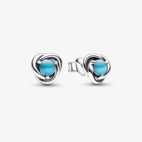 PANDORA December Turquoise Blue Eternity Circle Stud Earrings - 292335C02 PANDORA December Turquoise Blue Eternity Circle Stud Earrings - 292335C02