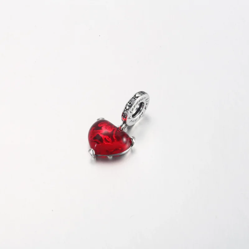 (image for) PANDORA Disney Mickey & Minnie Mouse Kiss Red Murano Glass Dangle Charm - 792522 - View 5