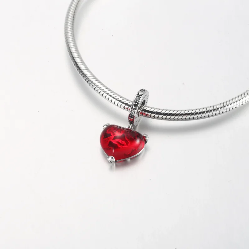 (image for) PANDORA Disney Mickey & Minnie Mouse Kiss Red Murano Glass Dangle Charm - 792522 - View 7