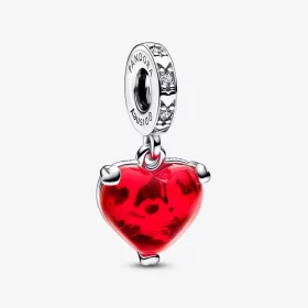 PANDORA Disney Mickey & Minnie Mouse Kiss Red Murano Glass Dangle Charm - 792522C01 PANDORA Disney Mickey & Minnie Mouse Kiss Red Murano Glass Dangle Charm - 792522C01