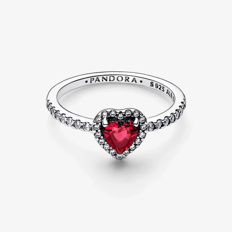 (image for) PANDORA Elevated Red Heart Ring - 198421C02 - View 3