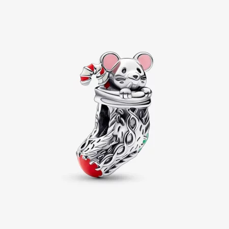 PANDORA Festive Mouse & Stocking Charm - 792366C01
