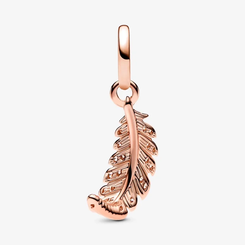 (image for) PANDORA Floating Curved Feather Dangle Charm - 782578C01 - View 4