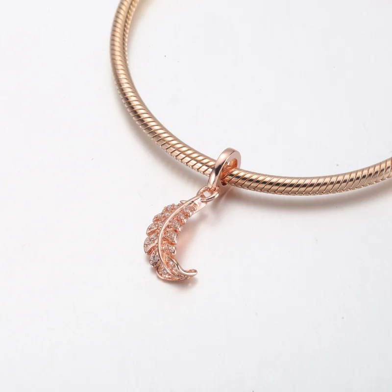 (image for) PANDORA Floating Curved Feather Dangle Charm - 782578C01 - View 7