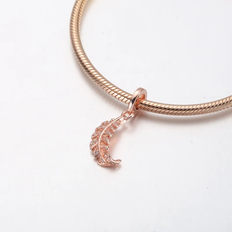 (image for) PANDORA Floating Curved Feather Dangle Charm - 782578C01 - View 10