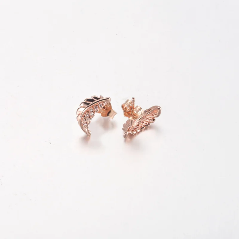 (image for) PANDORA Floating Curved Feather Stud Earrings - 282574C01 - View 5