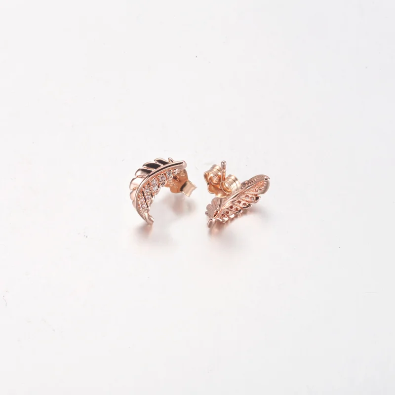 (image for) PANDORA Floating Curved Feather Stud Earrings - 282574C01 - View 8