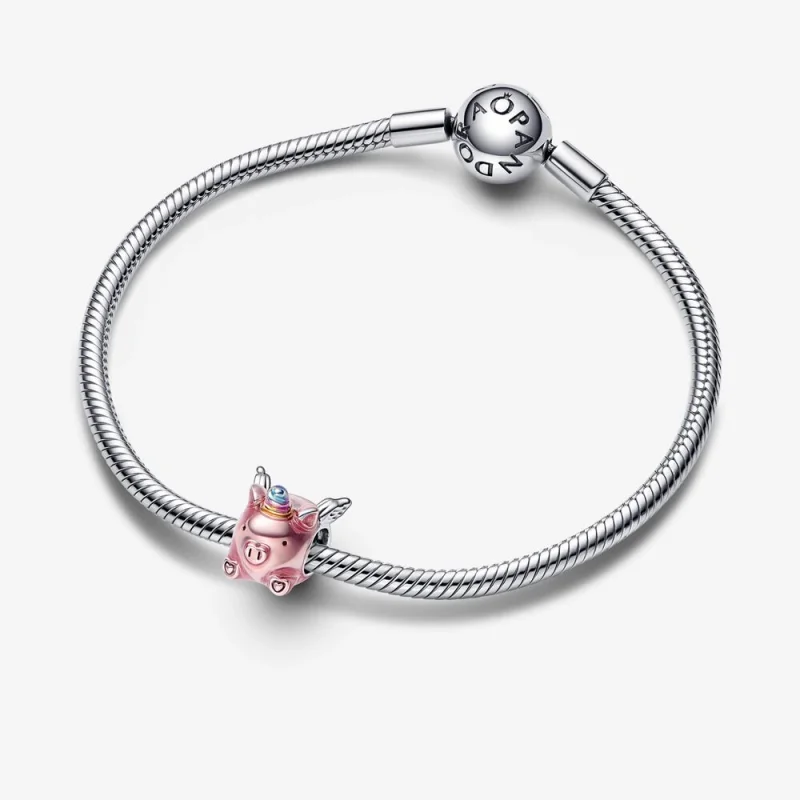(image for) PANDORA Flying Unicorn Pig Charm - 792573C01 - View 4