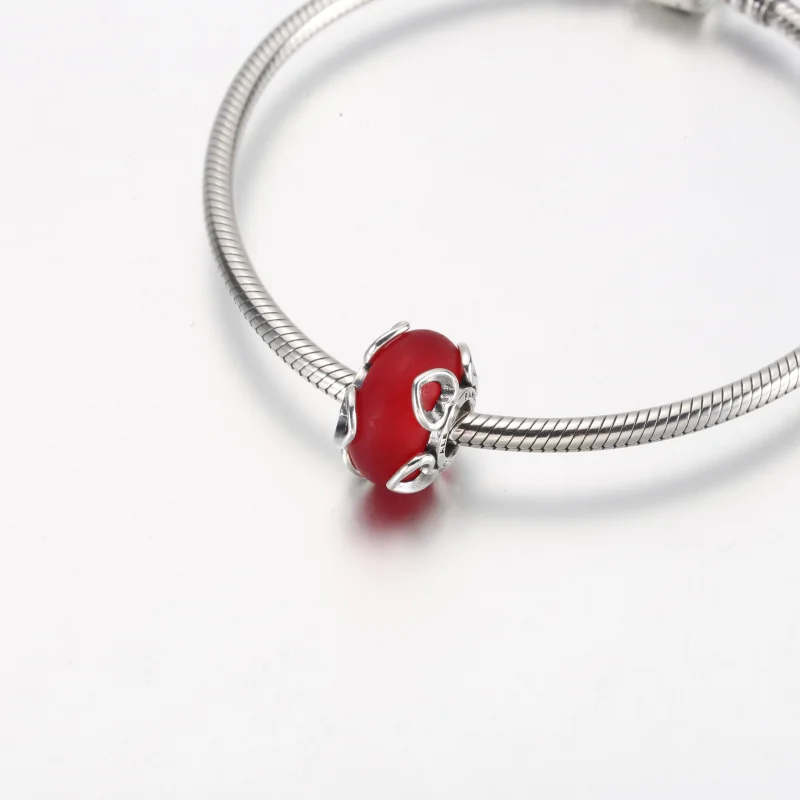 (image for) PANDORA Frosted Red Murano Glass & Hearts Charm - 792497C01 - View 8