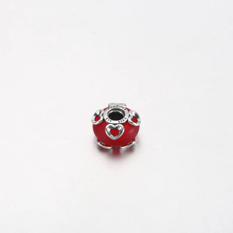 (image for) PANDORA Frosted Red Murano Glass & Hearts Charm - 792497C01 - View 10