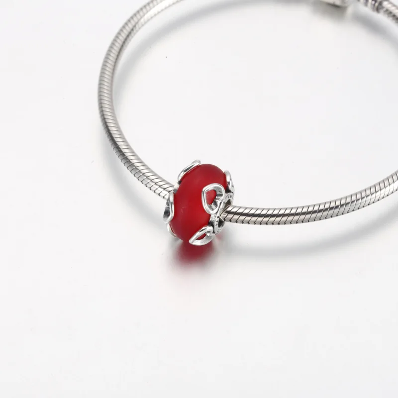 (image for) PANDORA Frosted Red Murano Glass & Hearts Charm - 792497C01 - View 12
