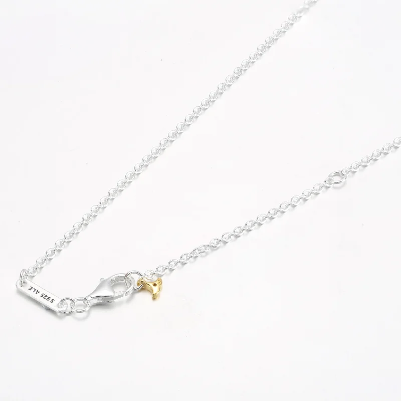 (image for) PANDORA Ginkgo sterling silver and 14k gold-plated collier Necklace with clear c - View 4