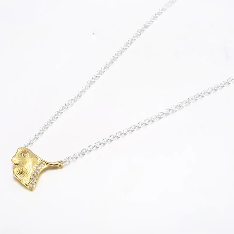 (image for) PANDORA Ginkgo sterling silver and 14k gold-plated collier Necklace with clear c - View 6