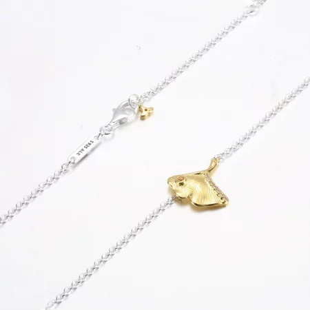 PANDORA Ginkgo sterling silver and 14k gold-plated collier with clear cubic zirconia - 362443C01